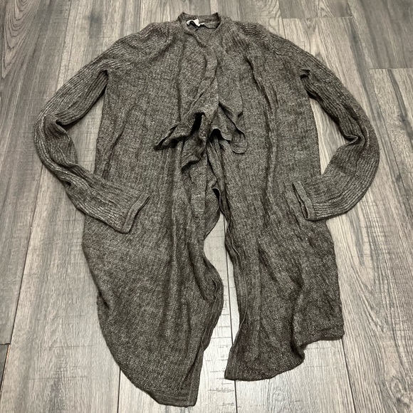 Helmut Lang Helmut Voltage draped waterfall grey Eco alpaca silk cardigan - Picture 2 of 6